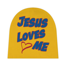 Load image into Gallery viewer, Jesus Loves Me w/Heart - Baby Beanie (AOP)