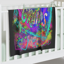Load image into Gallery viewer, GRANDS w/Multi-colored Hearts & background ( Baby Swaddle Blanket)