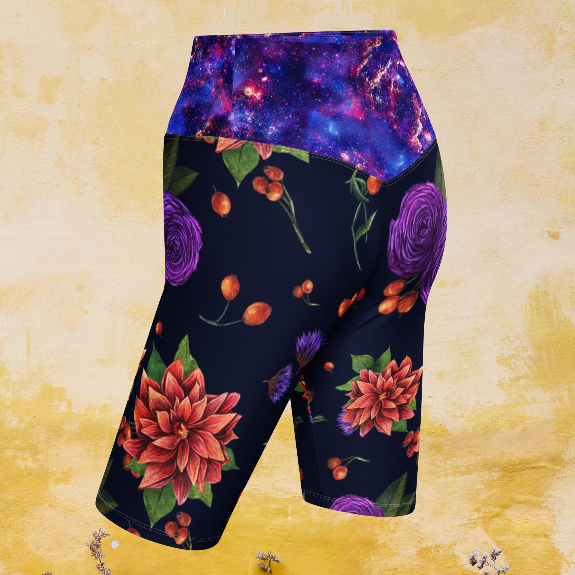 Rose & Space Black - Biker Shorts – Words of the Heart Designs