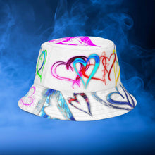 Load image into Gallery viewer, Water Splashes & Hearts White - Reversible bucket hat