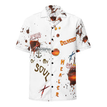 Load image into Gallery viewer, Jesus Savior, Master, Lord (White) - Unisex Button Up Short-Sleeve Shirt (Sizes Run Small)