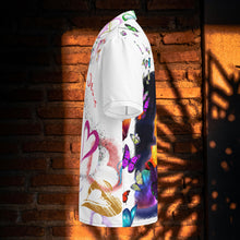 Load image into Gallery viewer, I Love Jesus Hearts & Butterflies White - Unisex Button Up Short-Sleeve Shirt (Sizes Run Small)