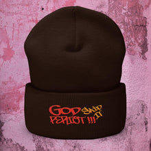 Load image into Gallery viewer, God Said It PERIDOT!!! Red & Orange Ltrs - Cuffed Beanie