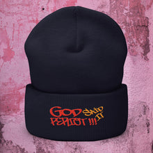 Load image into Gallery viewer, God Said It PERIDOT!!! Red & Orange Ltrs - Cuffed Beanie