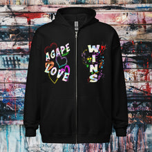 Load image into Gallery viewer, Agape Love Wins Father Son & Holy Spirit - Unisex heavy blend zip hoodie (GILDAN 18600)