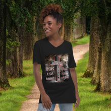 Load image into Gallery viewer, You're Forgiven By the Blood of Jesus - Unisex Short Sleeve V-Neck T-Shirt