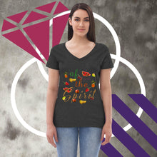 Load image into Gallery viewer, Living & Walking in the Fruit of the Spirit - Women’s recycled v-neck t-shirt