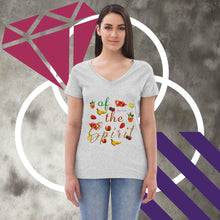 Load image into Gallery viewer, Living & Walking in the Fruit of the Spirit - Women’s recycled v-neck t-shirt