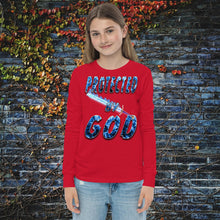 Load image into Gallery viewer, Protected By God Always - Youth long sleeve tee BELLA + CANVAS 3501Y