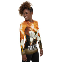 Load image into Gallery viewer, We're Taking Dominion Warrior Angels AOP - (Women's Rash Guard)