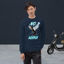 Load image into Gallery viewer, No Weapon Formed Isa 54:17 Fluorescent Blue - Men’s Long Sleeve Shirt | Bella + Canvas 3501