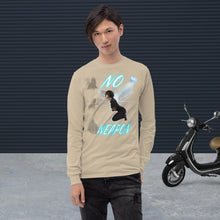 Load image into Gallery viewer, No Weapon Formed Isa 54:17 Fluorescent Blue - Men’s Long Sleeve Shirt | Bella + Canvas 3501