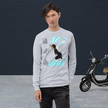 Load image into Gallery viewer, No Weapon Formed Isa 54:17 Fluorescent Blue - Men’s Long Sleeve Shirt | Bella + Canvas 3501