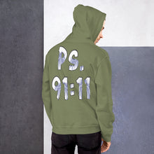 Load image into Gallery viewer, He Will Give Has Angles Charge Ps 91:11 Fiery Blue - Unisex Hoodie (GILDAN 18500)