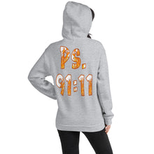Load image into Gallery viewer, He Has Given His Angels Charge Ps. 91:11 Fiery Yellow & Orange - Unisex Hoodie (GILDAN 18500)