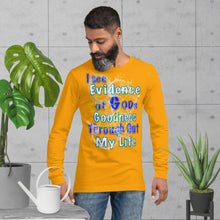 Load image into Gallery viewer, I See Evidence of God's Goodness Throughout My Life Ps. 23:6 - Unisex Long Sleeve Tee | Bella + Canvas 3501 (Sizes Run Small)