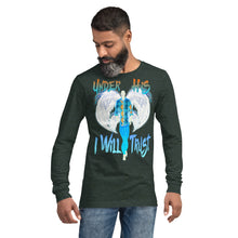 Load image into Gallery viewer, Under His Wings I Will Trust Ps 91:4 - Unisex Long Sleeve Tee | Bella + Canvas 3501 (Sizes Run Small)