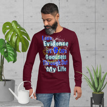 Load image into Gallery viewer, I See Evidence of God's Goodness Throughout My Life Ps. 23:6 - Unisex Long Sleeve Tee | Bella + Canvas 3501 (Sizes Run Small)