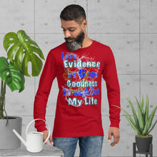 Load image into Gallery viewer, I See Evidence of God's Goodness Throughout My Life Ps. 23:6 - Unisex Long Sleeve Tee | Bella + Canvas 3501 (Sizes Run Small)