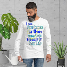 Load image into Gallery viewer, I See Evidence of God's Goodness Throughout My Life Ps. 23:6 - Unisex Long Sleeve Tee | Bella + Canvas 3501 (Sizes Run Small)