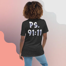 Load image into Gallery viewer, Ps. 91:11 - Blue Fire Angel - Women's Relaxed T-Shirt