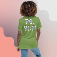 Load image into Gallery viewer, Ps. 91:11 - Blue Fire Angel - Women's Relaxed T-Shirt