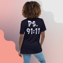 Load image into Gallery viewer, Ps. 91:11 - Blue Fire Angel - Women's Relaxed T-Shirt
