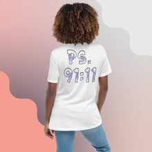 Load image into Gallery viewer, Ps. 91:11 - Blue Fire Angel - Women's Relaxed T-Shirt