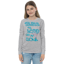 Load image into Gallery viewer, Bless theLord Oh My Soul Ps. 127:3 - Youth long sleeve tee BELLA + CANVAS 3501Y
