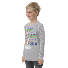 Load image into Gallery viewer, I Am A Gift of God Ps. 127:3 - Youth long sleeve tee BELLA + CANVAS 3501Y