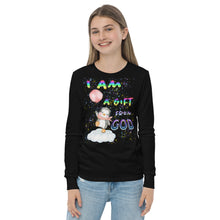 Load image into Gallery viewer, I Am A Gift of God Ps. 127:3 - Youth long sleeve tee BELLA + CANVAS 3501Y
