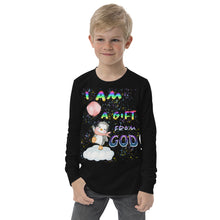Load image into Gallery viewer, I Am A Gift of God Ps. 127:3 - Youth long sleeve tee BELLA + CANVAS 3501Y