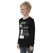 Load image into Gallery viewer, I Am A Gift of God Ps. 127:3 - Youth long sleeve tee BELLA + CANVAS 3501Y