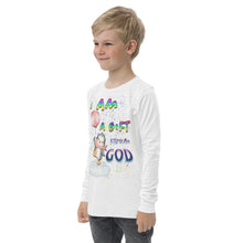 Load image into Gallery viewer, I Am A Gift of God Ps. 127:3 - Youth long sleeve tee BELLA + CANVAS 3501Y