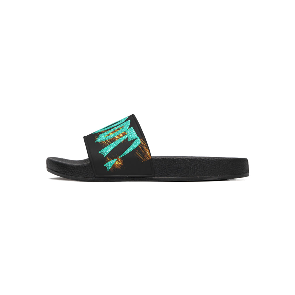 God said it - Periodt! (Men's Slide Sandals) Turquoise - Silver & Magenta