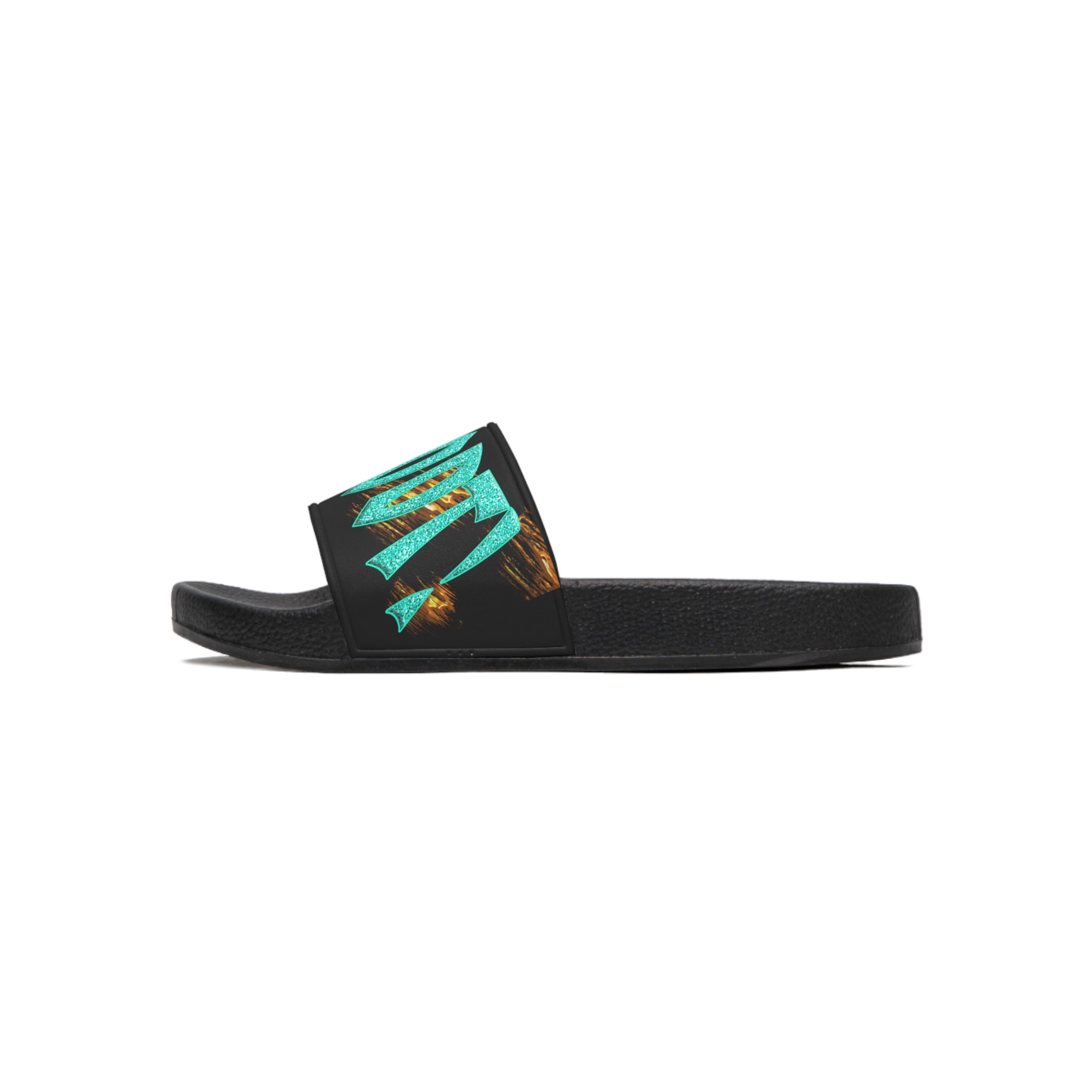 God said it - Periodt! (Men's Slide Sandals) Turquoise - Silver & Magenta
