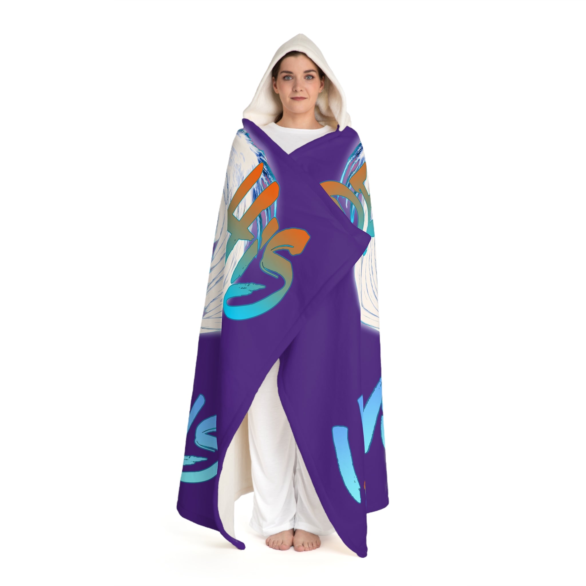 Under His Wings I Will Trust Ps. 91:4 - Purple (Hooded Sherpa Fleece Blanket)