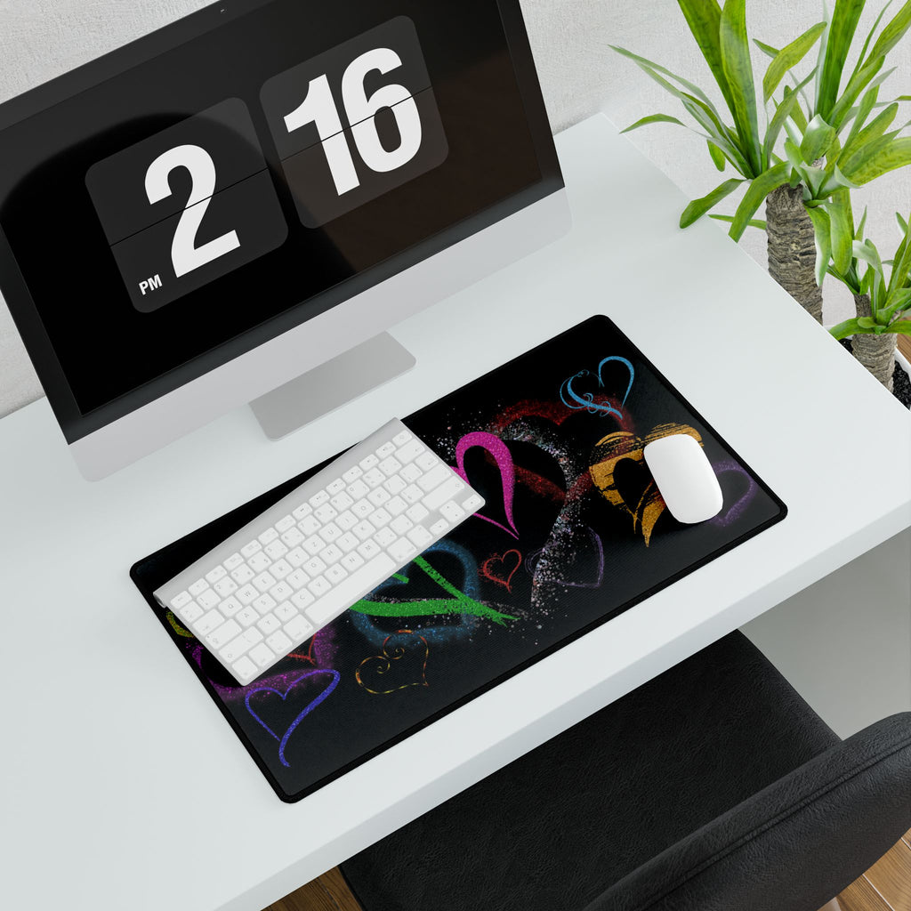 Colorful Love Heart Desk Mat - Ideal for Home Office & Gift Giving