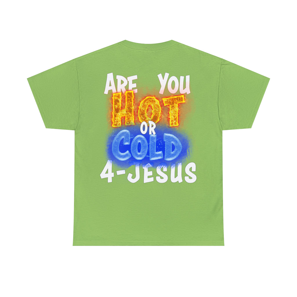 I AM ON FIRE 4-JESUS - ARE YOU HOT OR COLD 4-JESUS (Unisex Heavy Cotton Tee) PRICES VARY UPON COLOR AND SIZE
