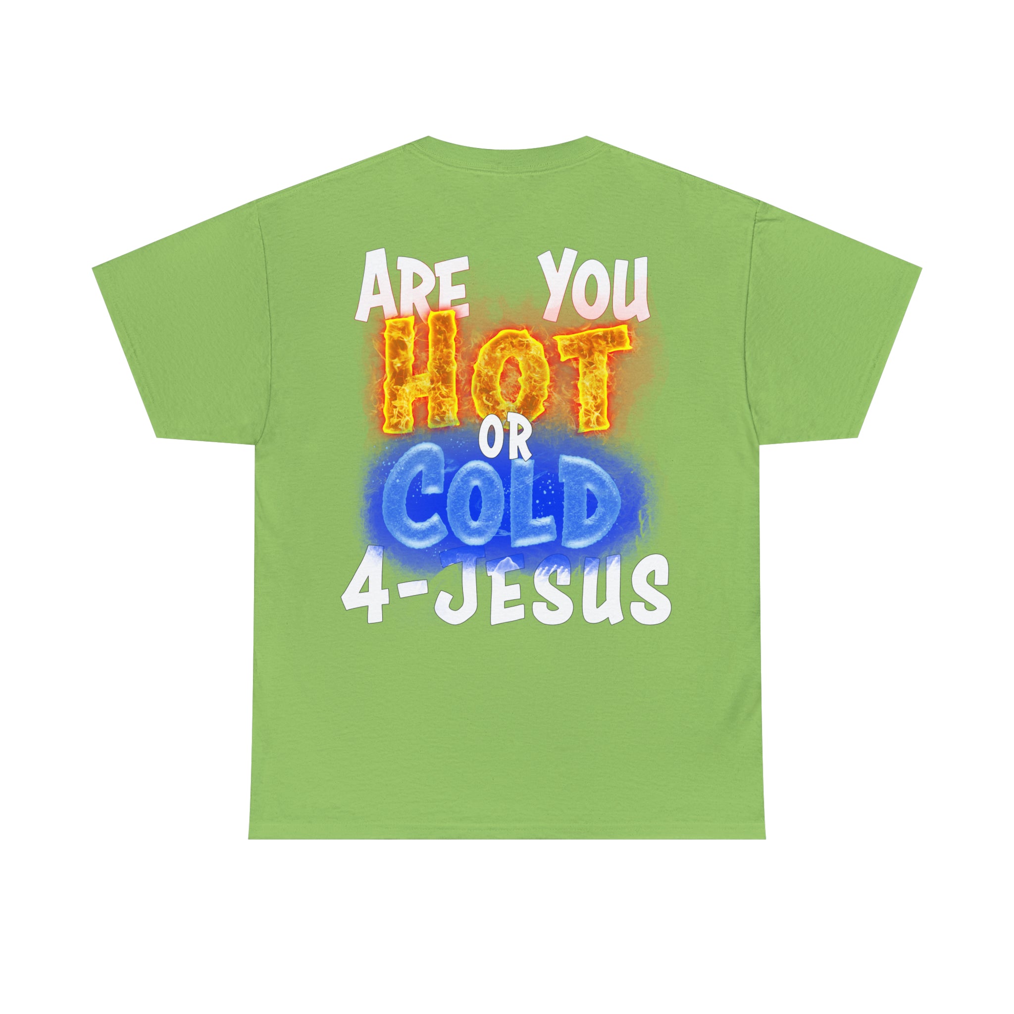 I AM ON FIRE 4-JESUS - ARE YOU HOT OR COLD 4-JESUS (Unisex Heavy Cotton Tee) PRICES VARY UPON COLOR AND SIZE