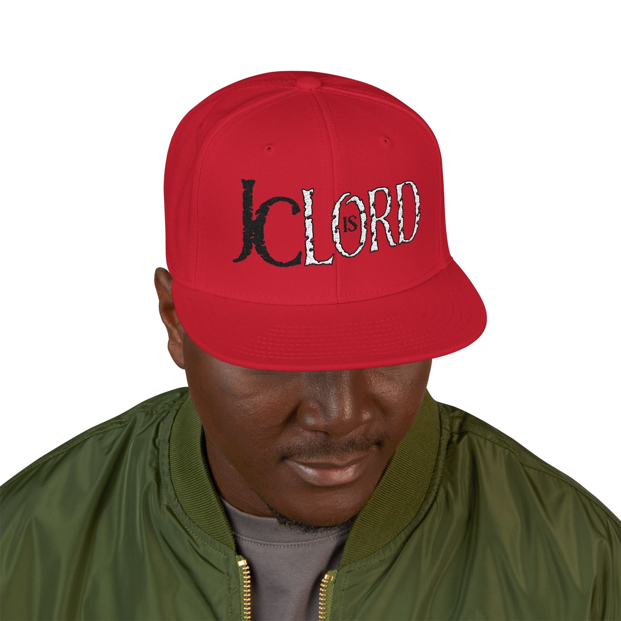 Copy of JC is LORD ( Black/White Ltrs) - Snapback (Embroidery)