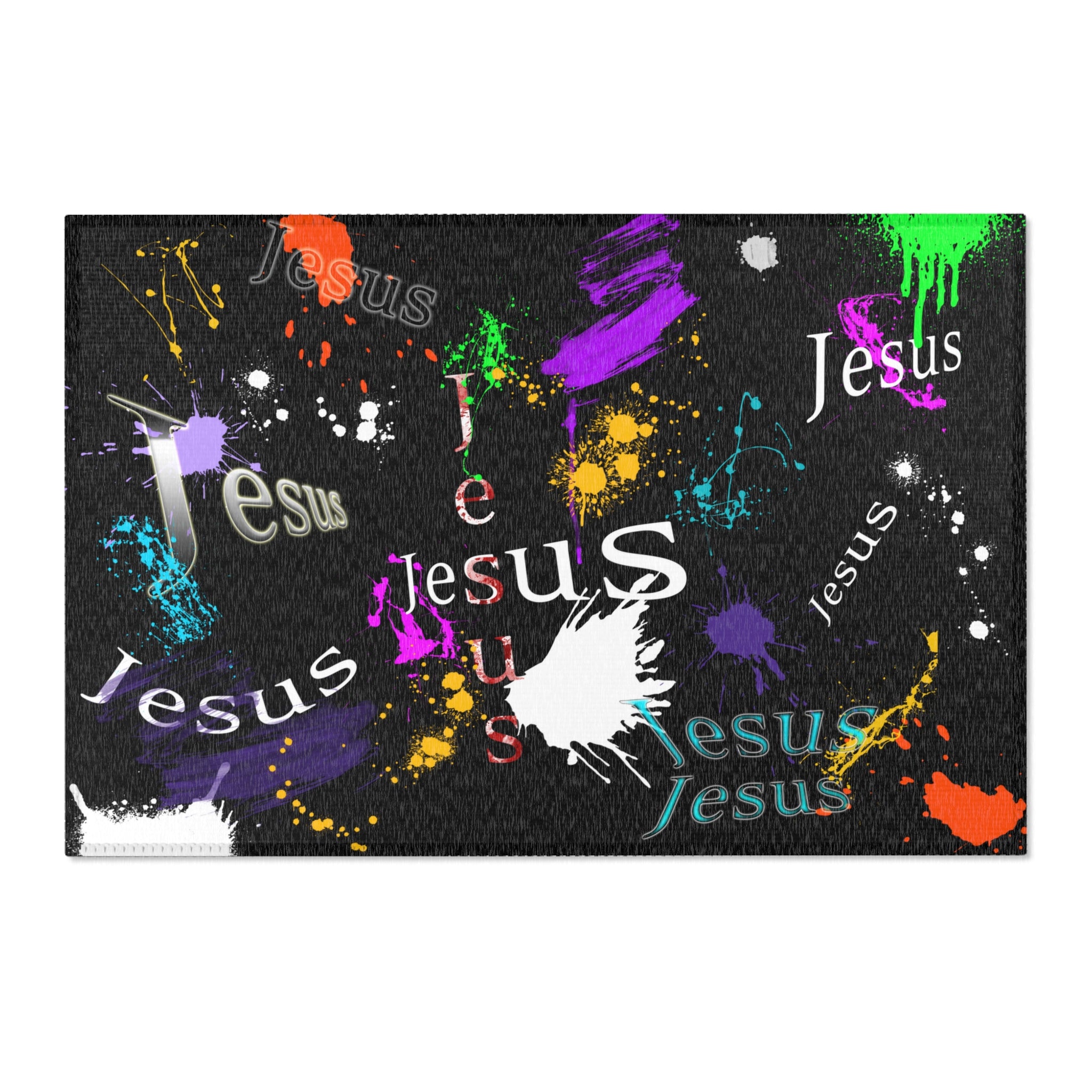 Jesus w/Paint splatters - Area Rugs