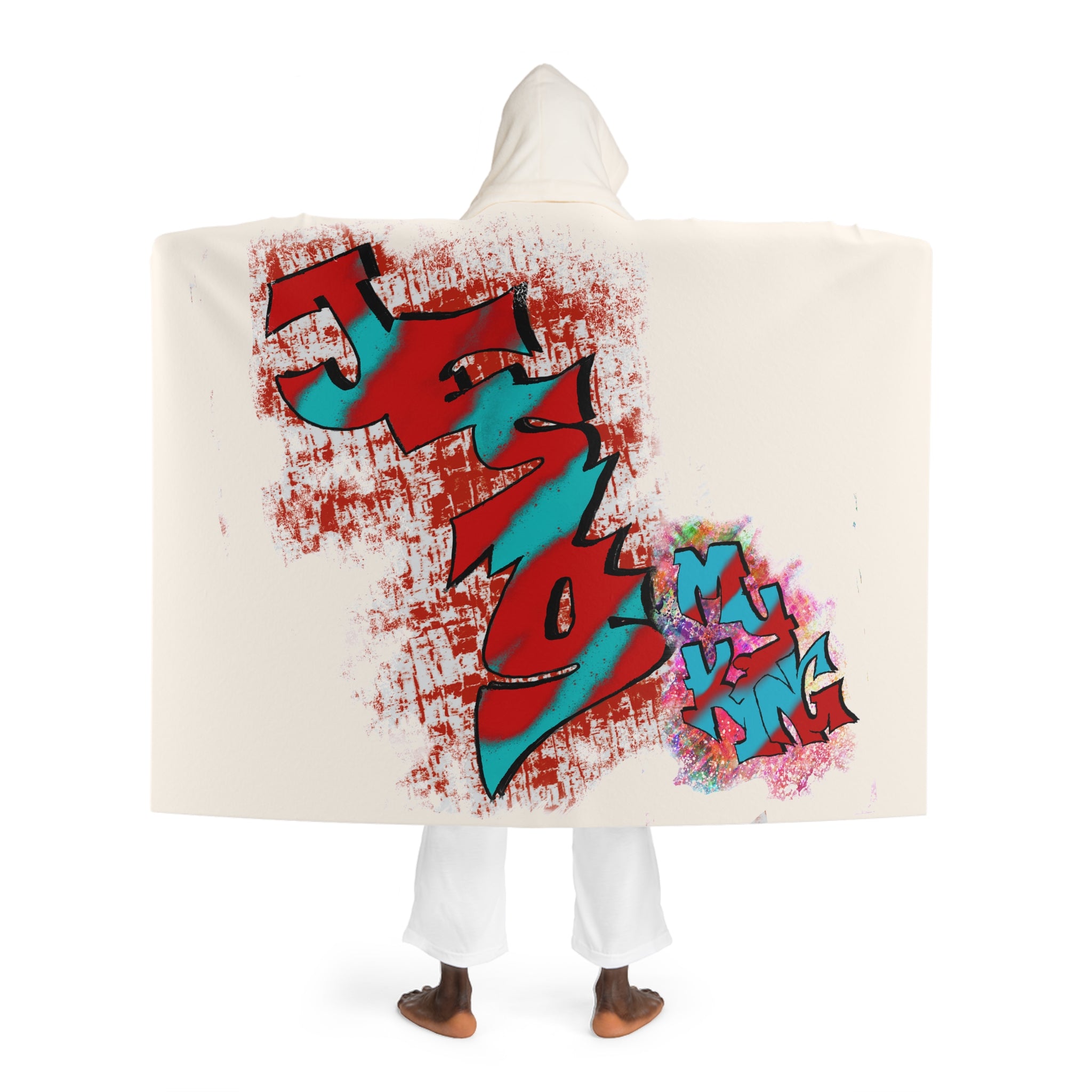 Jesus My King Graffiti (Hooded Sherpa Fleece Blanket)