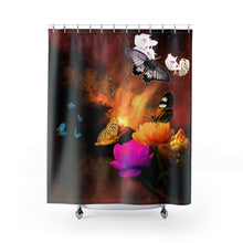 Load image into Gallery viewer, Beautiful Butterfly Floral Shower Curtain - Vibrant Decor for Nature Lovers
