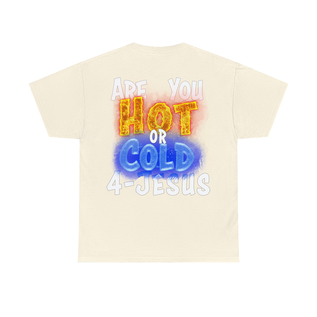 I AM ON FIRE 4-JESUS - ARE YOU HOT OR COLD 4-JESUS (Unisex Heavy Cotton Tee) PRICES VARY UPON COLOR AND SIZE