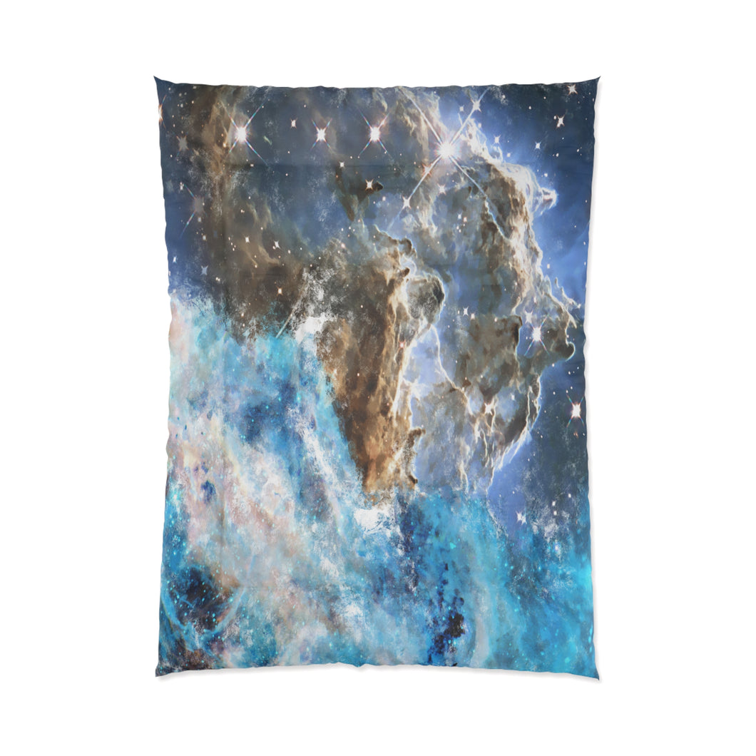 Celestial Blue Comforter - Cozy Galaxy Print Bedding, Starry Night Quilt, Space Lover Gift, Modern Bedroom Decor