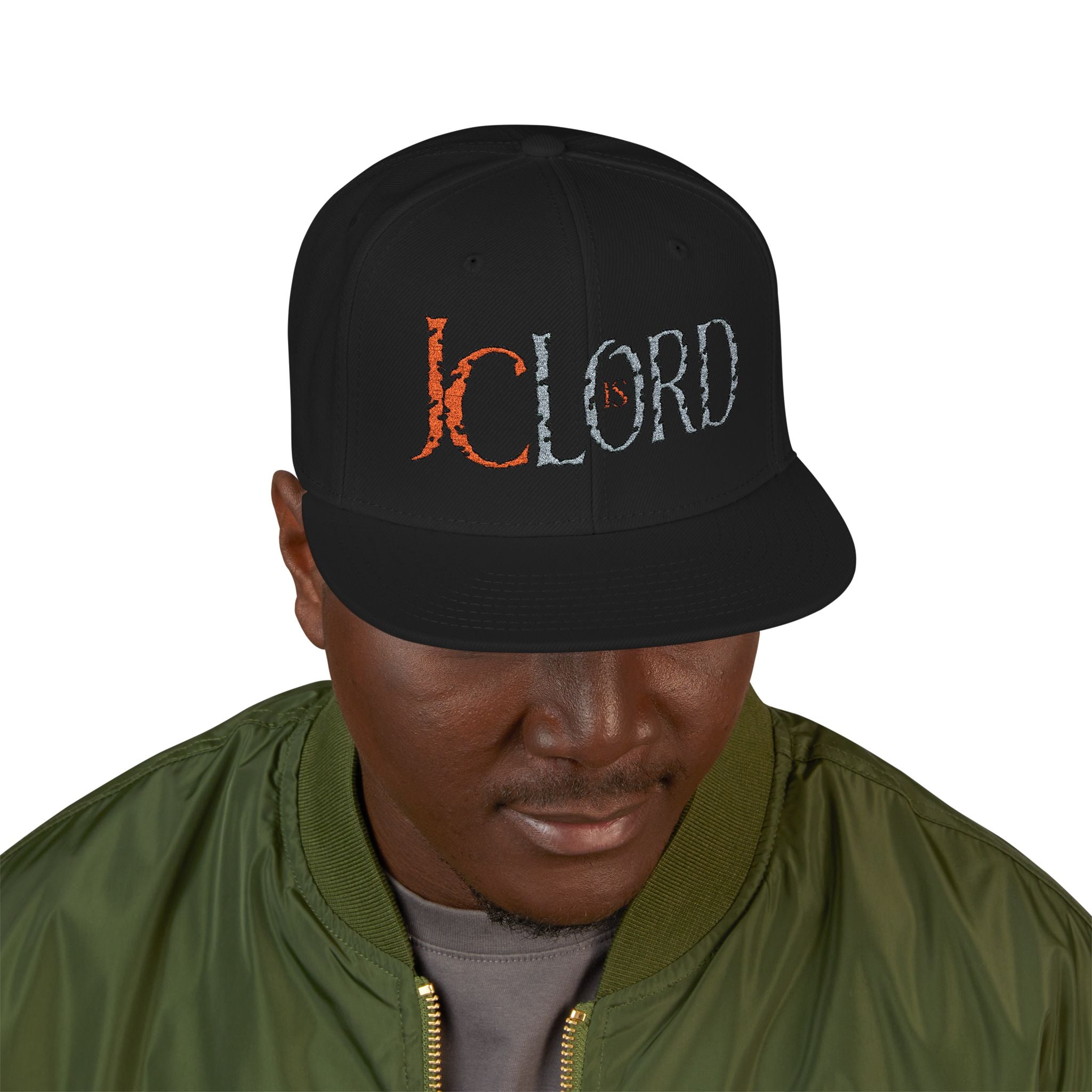 JC IS LORD (Orange/Gray Ltrs) - Snapback (Embroidery)