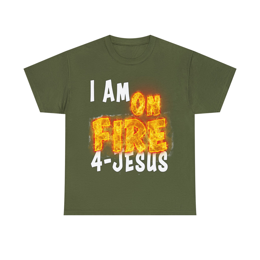 I AM ON FIRE 4-JESUS - ARE YOU HOT OR COLD 4-JESUS (Unisex Heavy Cotton Tee) PRICES VARY UPON COLOR AND SIZE