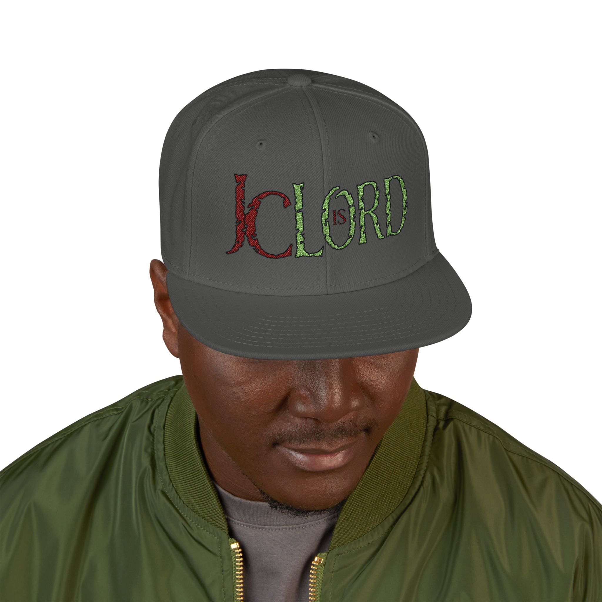 JC is LORD (Maroon/Kiwi Green Ltrs) - Snapback (Embroidery)