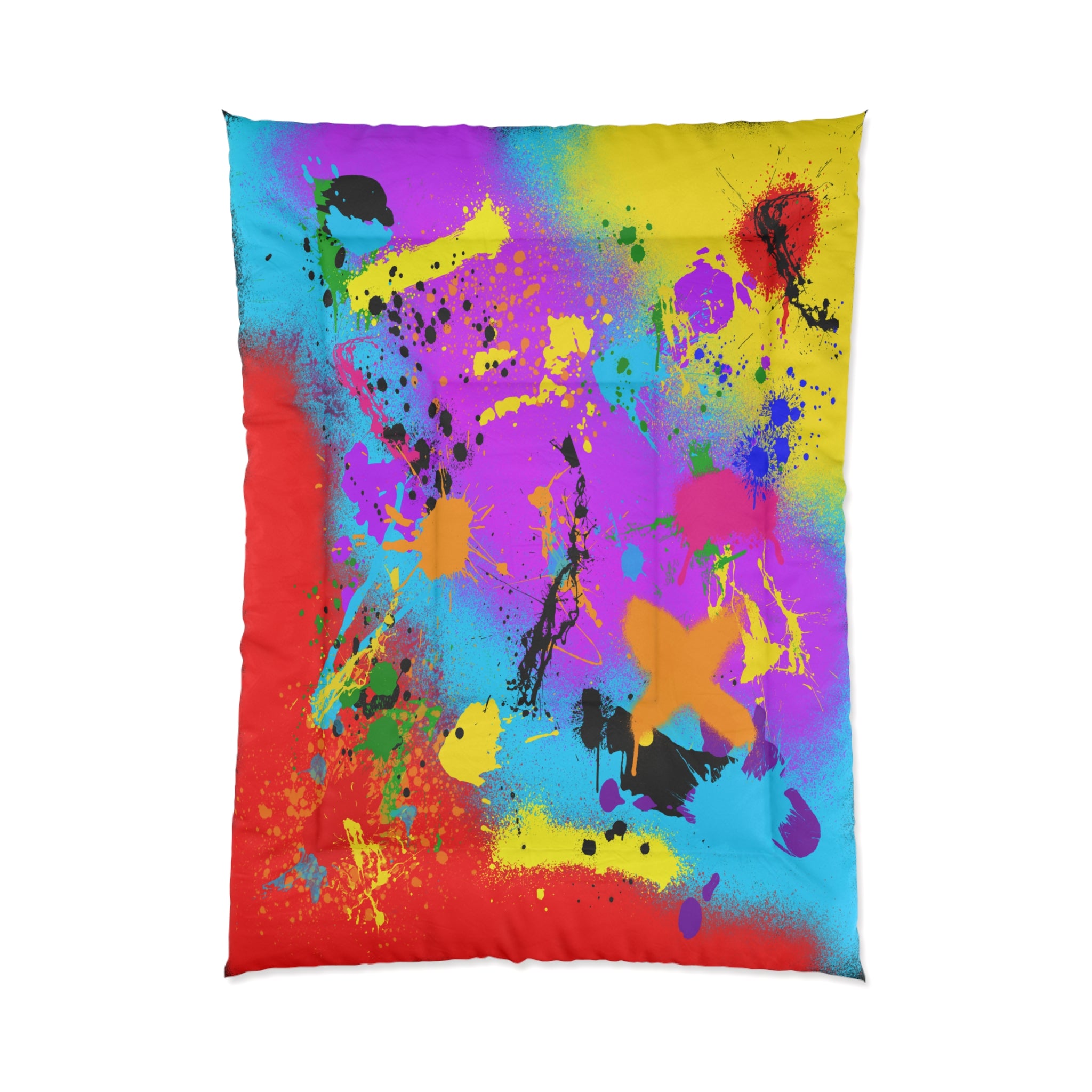 Vibrant Abstract Paint Splatter Comforter - Colorful Throw for Modern Bedrooms, Bedspread, Home Decor, Gift, Cozy Blanket